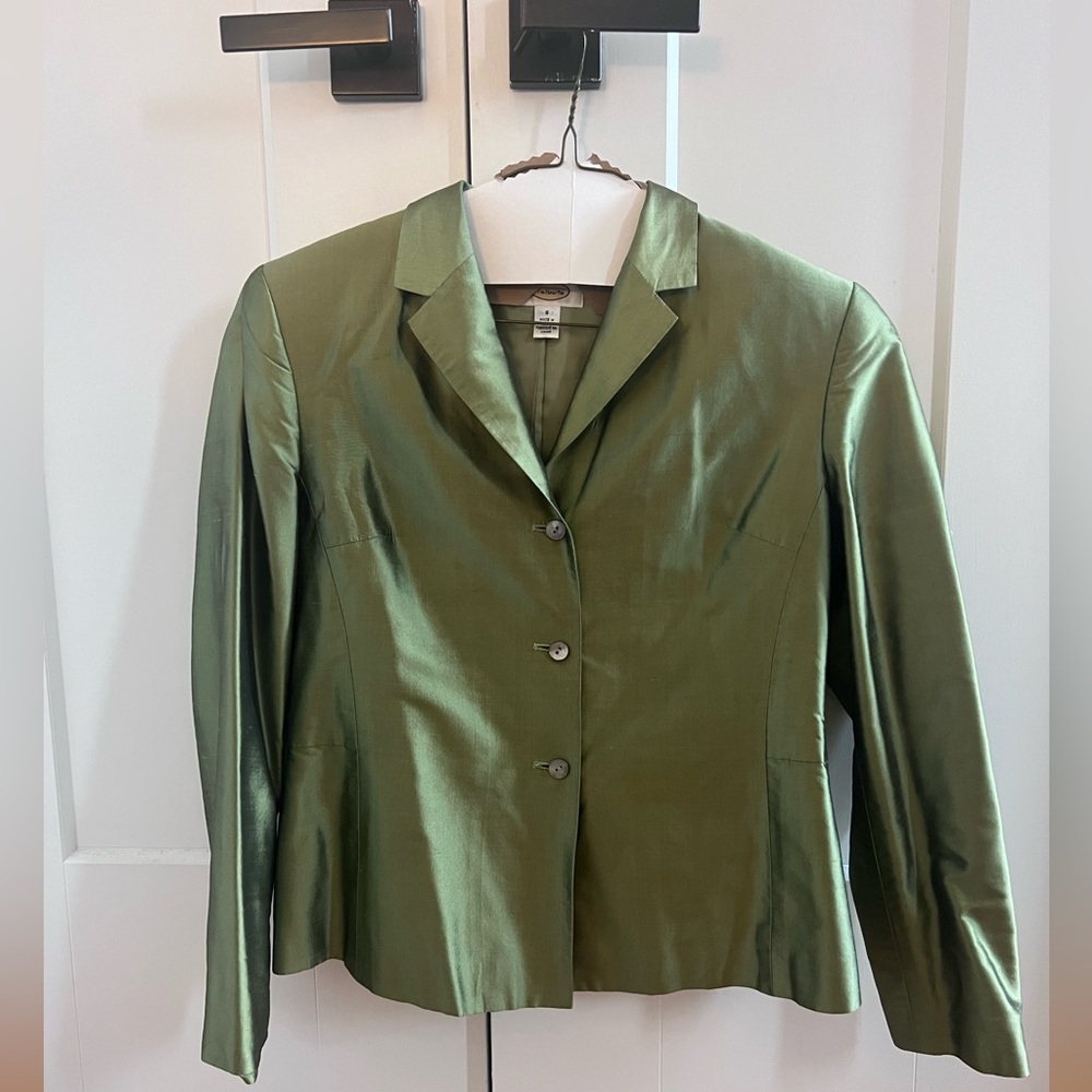TALBOTS GREEN SILK BLAZER
